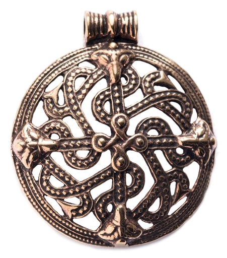 [avb7] Wikinger Anhänger 'Viking Cross' aus Bronze - Mittelalter, Larp, Reenactment Schmuck
