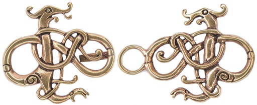 [fb28-2] Fibel Brosche 'Viking Dragons' aus Bronze - Mittelalter, Larp, Fantasy Schmuck