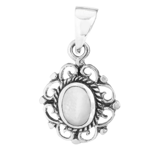 [As19-2] Amulett, Anhänger 'Miliah - Perlmutt' aus Silber 925 - Mittelalter, Larp, Reenactment Schmuck