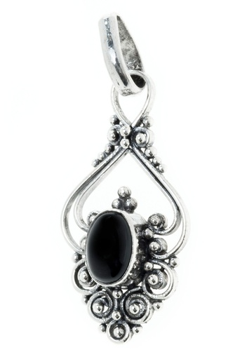 [As30-2] Amulett, Anhänger 'Salia - Onyx' aus Silber 925 - Mittelalter, Larp, Reenactment Schmuck