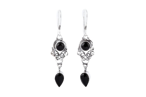 [Oh94-2] Ohrhänger 'Narisa Onyx' Silber 925 -  Schmuck für Mittelalter, Reenactment und Larp