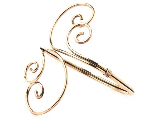 [armb50] Oberarmreif LINYA aus Bronze Ø 8,3 cm – Spiralen Schmuck im keltischen Stil