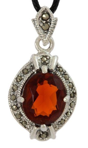 [As7-3] Amulett, Anhänger 'Mechthild - Zirkonia Rot' aus Silber 925 - Mittelalter, Larp, Reenactment Schmuck
