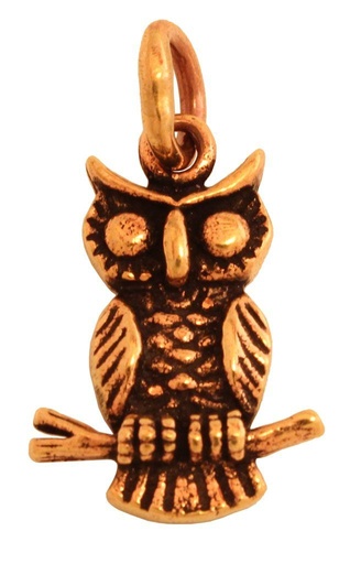 [amb180] Amulett, Anhänger 'Mira - Kleine Eule' aus Bronze - Mittelalter, Larp, Fantasy Schmuck