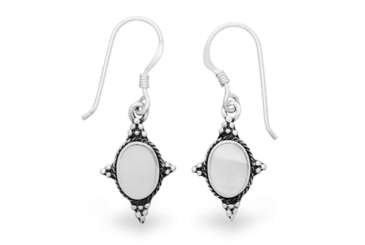 [oh45] Ohrhänger Nima mit Perlmutt aus Silber 925 – Boho Ohrschmuck 1,5 cm rund