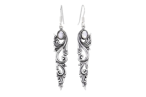 [oh121-2] NORCIA Ohrringe aus Silber mit Perlmutt – Langer Damen Ohrschmuck 6,5 cm
