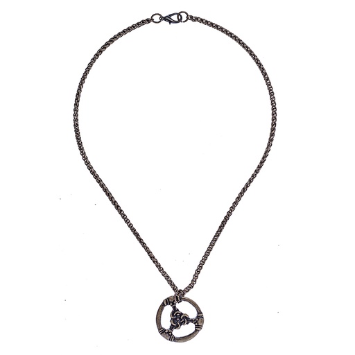 [PK-5162-21] Halskette TRIS – Altmessingfarbene Kette mit keltischem Knotenanhänger im Triskel-Design 