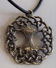 [P-5182-2] Lebensbaum-Knoten Anhänger messingfarben – Symbolschmuck aus Zamak im keltischen Stil