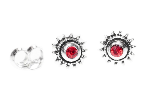 [ost135] Ohrstecker 'Rote Funken' Sterling Silber 925 - Schmuck für Mittelalter, Reenactment und Larp