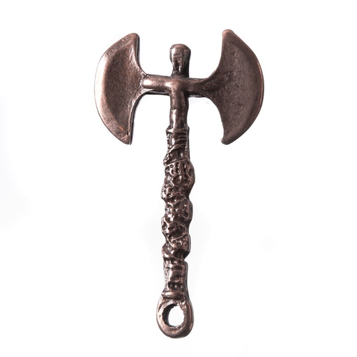 [P-5166-4] Wikinger Doppelaxt Anhänger kupferfarben – Nordic Axe aus Zamak mit Symbolkraft