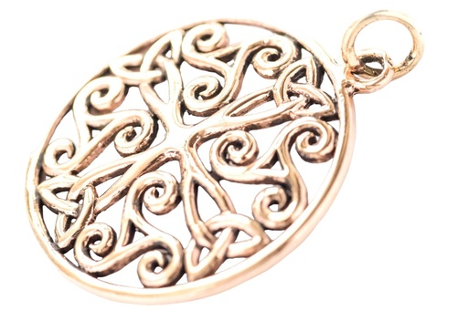 [acb532] Schmuck Anhänger Aurea Ø 3,1 cm – Bronze – Keltisches Kreuz für Schutz & spirituelle Kraft