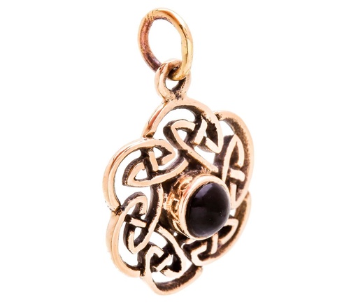 [acb523] Keltisches Amulett, Anhänger 'Nuada mit Onyx' aus Bronze- Mittelalter, Larp, Reenactment Schmuck