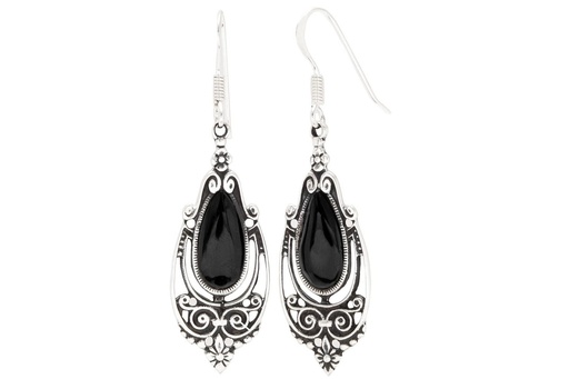 [oh124-2] Ohrhänger 'Suadra Onyx' Silber 925 -  Schmuck für Mittelalter, Reenactment und Larp
