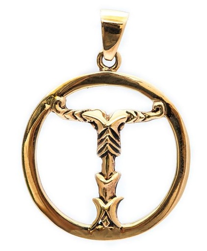 [avb33] Wikinger Anhänger 'Irminsul im Kreis' aus Bronze - Mittelalter, Larp, Reenactment Schmuck