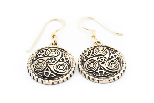 [ohb512] Keltische Ohrhänger „Silan – Triskele“ aus Bronze – Symbolschmuck 1,9 cm