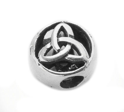 [ap32] Keltische Schmuckperle ALIZA aus 925 Silber – 9 mm Silberperle mit Triquetra-Symbol