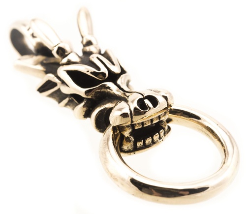 [adb52] Drachen-Anhänger SULPHUR aus Bronze – Mächtiger Drachenkopf als Symbol für Schutz und Stärke (5,3 cm) 