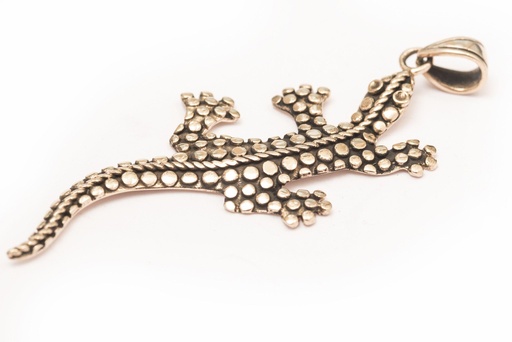 [WK2015-amb514] Schmuck-Anhänger LILLY 6,5 cm – Große Glücks-Eidechse aus Bronze für Schutz & Wandel