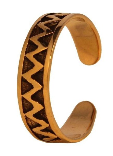 [zrb4] Zehenring LICANA aus Bronze – Wellenmuster Zehenschmuck 4 mm