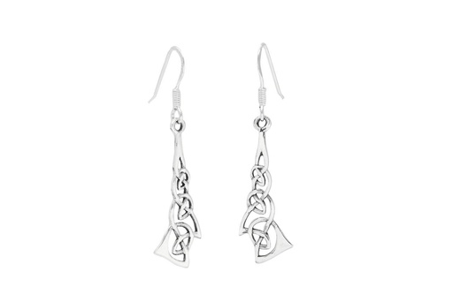 [oh99] Keltische Ohrhänger „Trinity“ aus 925er Silber – Lange Damenohrringe 4,6 cm mit Triquetra-Knoten
