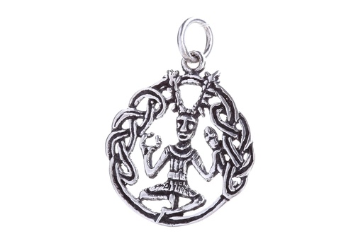 [WK2015-Ac12-2] CERNUNNOS Schmuck-Anhänger – Keltischer Gott der Natur aus Silber 925 (Ø 2,6 cm)