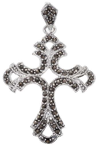 [ak8] Mittelalter Kreuz, Anhänger 'Isra  mit Markasit' aus Silber 925 - Mittelalter, Larp, Reenactment Schmuck
