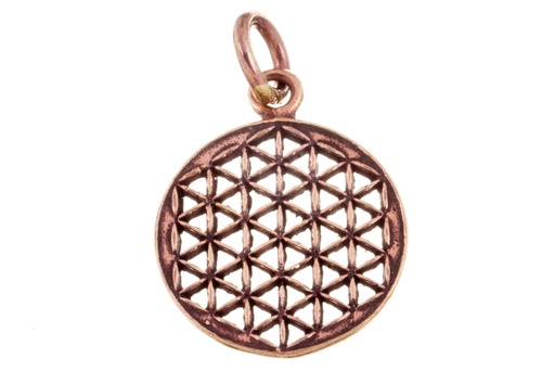 [WK2015-amb159] Kleiner Schmuck-Anhänger CINA Ø 1,6 cm – Blume des Lebens aus Bronze für Harmonie & Energie