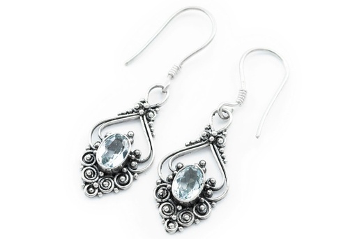 [Oh83-3] Schmuck Ohrhänger Salia Topaz 2,4 cm – Silber 925 – Filigrane Ohrringe mit echtem Edelstein