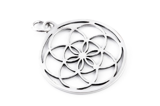 [WK2015-am168] Bohemia Gesundheits Amulett FLORY – Große Blume des Lebens Anhänger aus Silber 925 (Ø 3,5 cm)