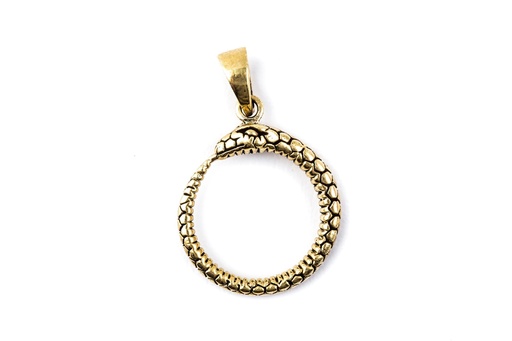 [amb559] Amulett Anhänger "Wringe – Ouroboros Schlange" aus Bronze – Symbol der Unendlichkeit 3,3 cm