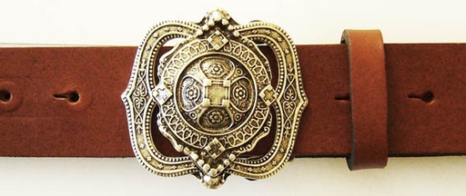 [B1160-1] Chasnel Ornament-Schließe in Silberoptik – Mittelalterliche Gürtelschnalle für 4 cm Gürtel
