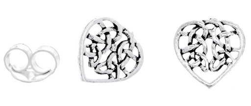 [ost130] Ohrstecker Amica Keltisches Herz aus Silber 925 – Boho Ohrschmuck Ø 7 mm