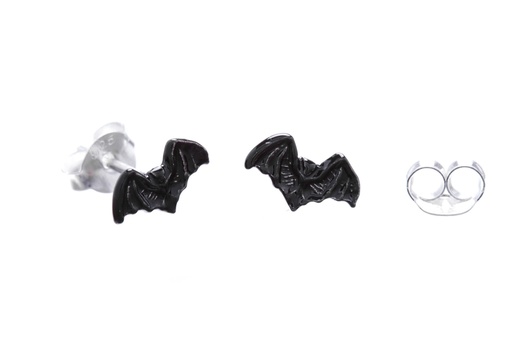 [ost122] Ohrstecker Moonlight aus Silber – Fledermaus Ohrringe 925er schwarz patiniert 9 mm