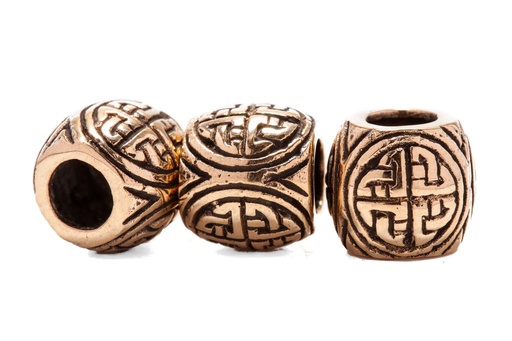 [apb67] Keltische Haar- & Bartperle SURAS aus Bronze – 9 mm Herz-Knoten Schmuck für Dreads & Zöpfe