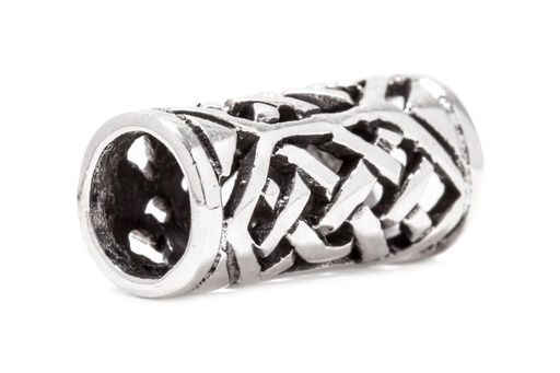 [ap16-2] Keltische Bart- & Haarperle "Alanna Klein" aus Silber 925 – Zopfperle mit Knotenmuster 1,5 cm