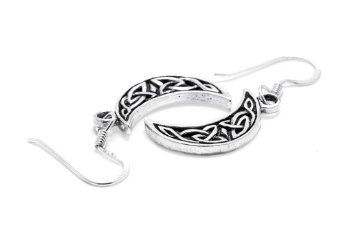 [oh113] MONA Ohrringe aus Silber – Keltischer Mond Ohrhänger mit Knotenmotiv 3,2 cm