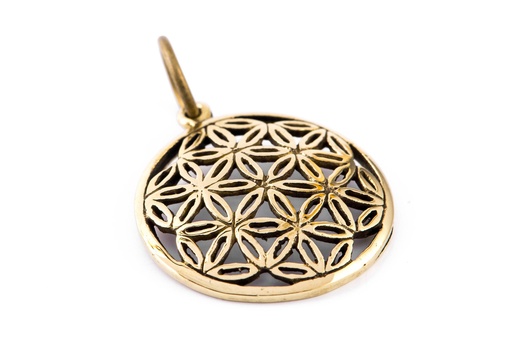 [WK2015-amb183] Schmuck-Anhänger FIALA 2,5 cm – Blume des Lebens aus Bronze für Harmonie & Energiefluss