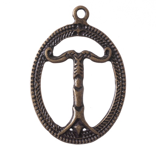 [P-5164-21] Irminsul Anhänger altmessingfarben – Germanisches Weltsäulen-Symbol aus Zamak 