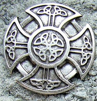 [N-227-1] Keltischer Zierbeschlag Kreuz silberfarben – 35 mm Niete mit 2 Stiften für Gürtel, Rüstung & Gewand