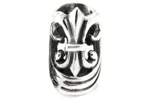 [ap66] Große Mittelalter Bartperle DURON aus 925 Silber – 17 mm Fleur-de-Lis Haarperle für Dreads & Bärte