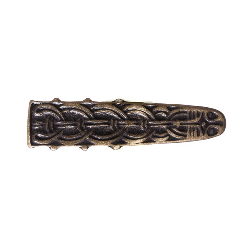 [T-621-2] altmessingfarbene Gürtelspitze Celtic II 1,5cm