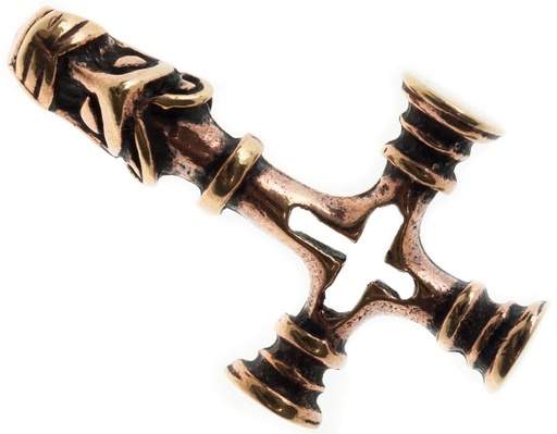[atb3] Thorshammer Anhänger WORKA aus Bronze – Mjölnir „Wolfshammer“ Wikinger Amulett 3,5 cm