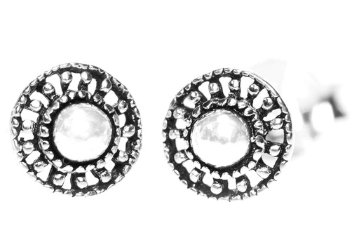 [ost131] Ohrstecker Skara Wikinger Sonnenrad aus 925 Silber – Nordischer Mini-Ohrschmuck 5 mm