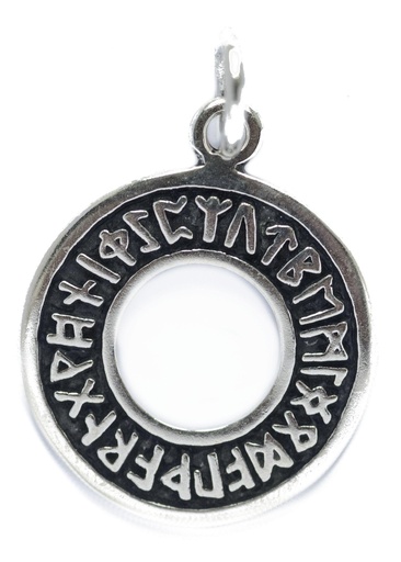 [av49] Anhänger FUTHARK RUNEN aus Silber – Wikinger Runen Amulett 3,3 cm