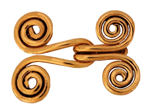 [fb79] Gewandschließe FINJA aus Bronze 3,4 cm – Keltische Fibel mit Spirale des Lebens
