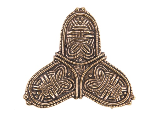 [fb49] Wikinger Fibel Brosche "Wikinger Kleeblatt" aus Bronze – Große Borre-Fibel mit Ösen 6 cm