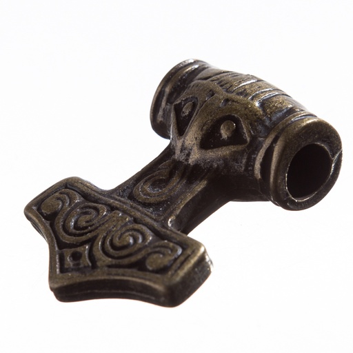 [P-5172-21] Thors Hammer Anhänger altmessingfarben – Schwerer Wikinger-Talisman aus Zamak