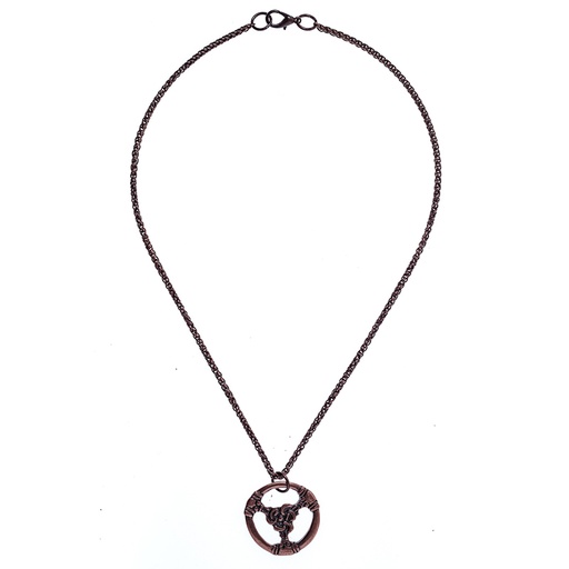 [PK-5162-4] Halskette „TRIS“ – Altkupferfarbener keltischer Triskel-Anhänger an geflochtener Kette
