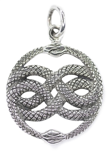 [WK2015-am30] Schmuck Anhänger AURIN 3,1 cm – Symbol der Unendlichkeit mit verschlungenen Schlangen aus 925er Silber