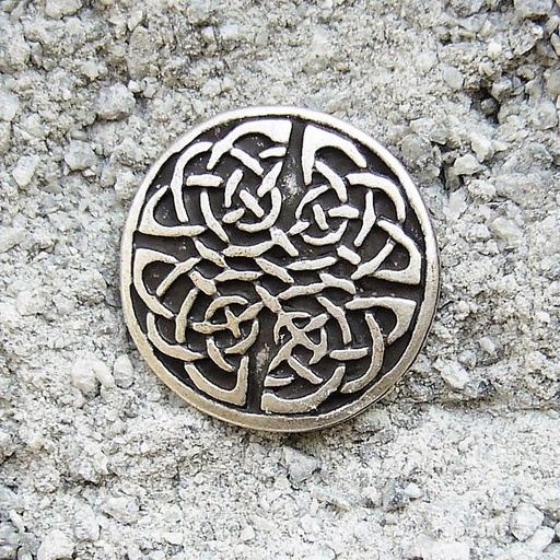 [33364] Celtic Knot 2 Zierbeschlag in Silberoptik – Keltischer Rundknoten Ø 25 mm
